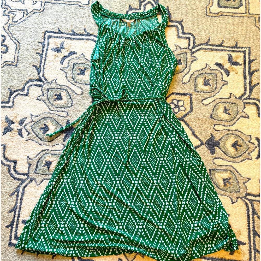 Sexy and fun green and white diamond patterned dress.